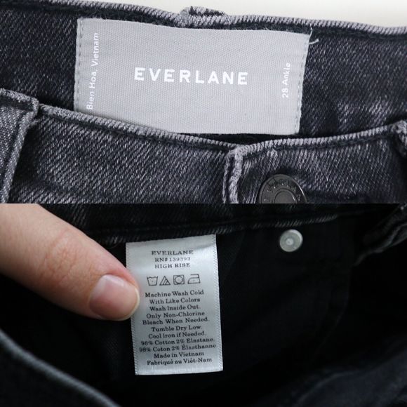 Everlane Size 28 Ankle High Rise Jeans Stretch Denim Gray Skinny Leg - Picture 4 of 9
